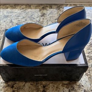 Nine West Royal Blue Block Heel Pumps